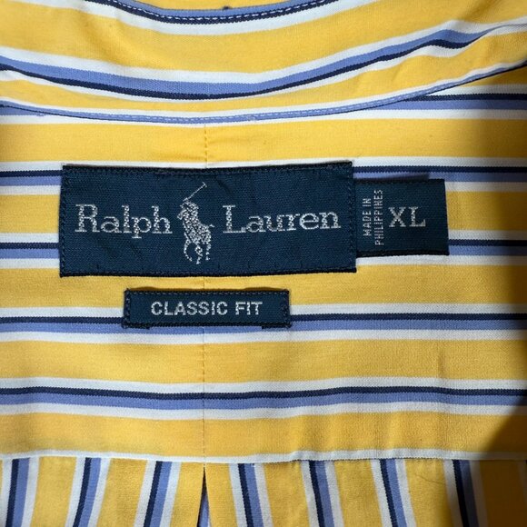 Ralph Lauren Shirt Men Size XL Long Sleeve Classic Fit Stripe 100% Cotton GUC - Picture 9 of 13